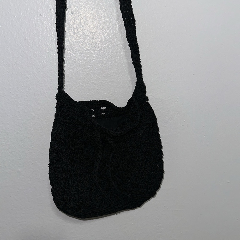 Crochet Black Crossbody Bag - Picture 3 of 5